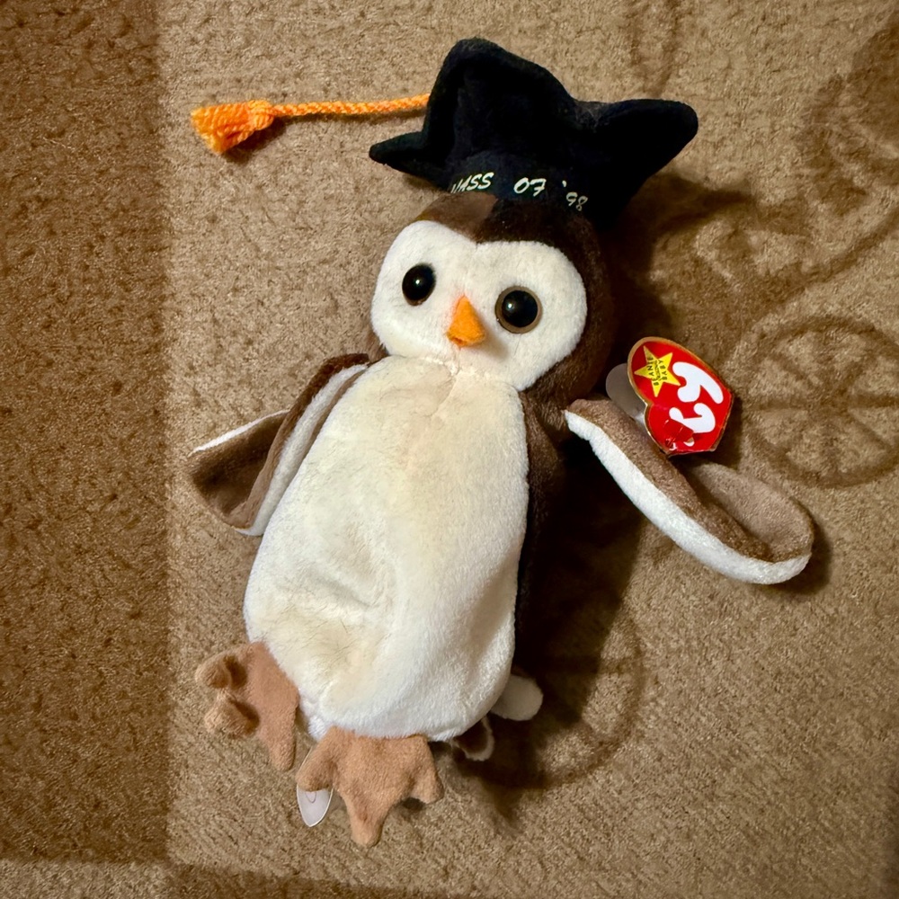 Ty Brown and Cream Wise 1998 graduate  Small Pets Plush Toys